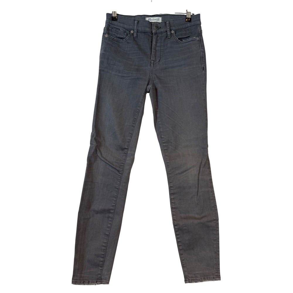 Madewell High Riser Skinny Jeans Charcoal Gray Raw Hem 26 Y2K Grunge Capsule